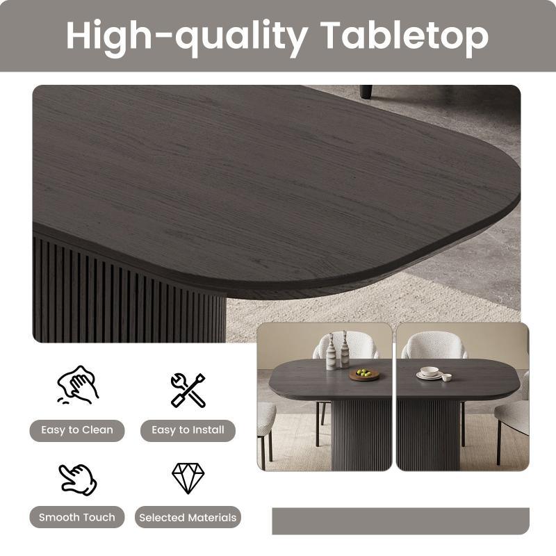 Guyii 63"-86" Black Oval Dining Table, Modern Kitchen Table for Dining Room