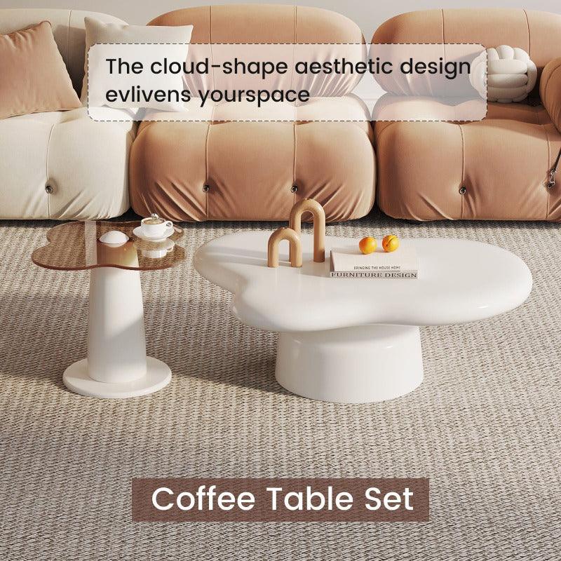 Guyii Cloud Coffee Table Set of 2, Small Irregular Side Tables and Center Table-C1531DE