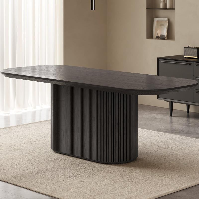 Guyii 63"-87" Black Oval Dining Table Set, Modern Kitchen Table with 4-8 Chairs