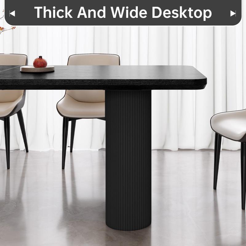 Guyii 63"-79" Black Rectangle Dining Table, Modern Kitchen Table for Dining Room
