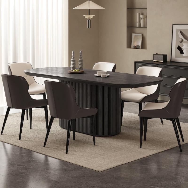 Guyii 63"-87" Black Oval Dining Table Set, Modern Kitchen Table with 4-8 Chairs