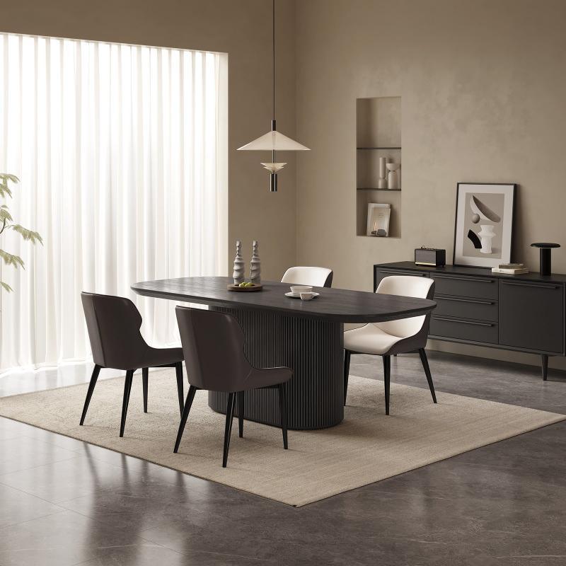 Guyii 63"-87" Black Oval Dining Table Set, Modern Kitchen Table with 4-8 Chairs