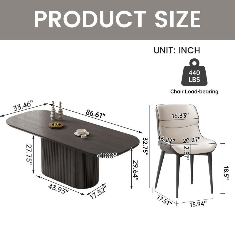 Guyii 63"-87" Black Oval Dining Table Set, Modern Kitchen Table with 4-8 Chairs