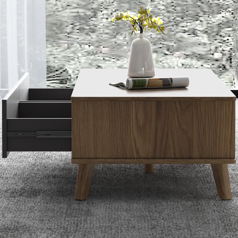 Guyii Coffee Table with Storage Drawer, Mid-Century Modern Tea Table for Living Room