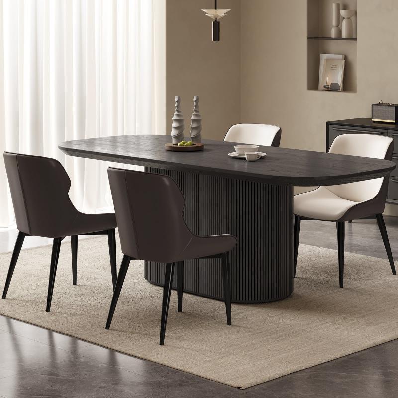 Guyii 63"-87" Black Oval Dining Table Set, Modern Kitchen Table with 4-8 Chairs
