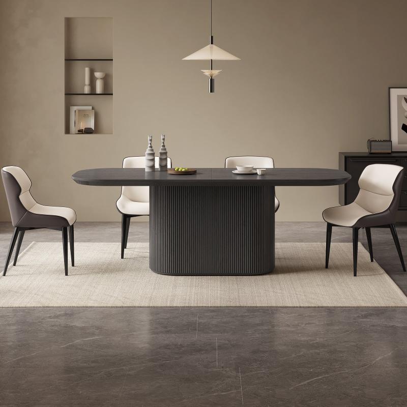 Guyii 63"-87" Black Oval Dining Table Set, Modern Kitchen Table with 4-8 Chairs