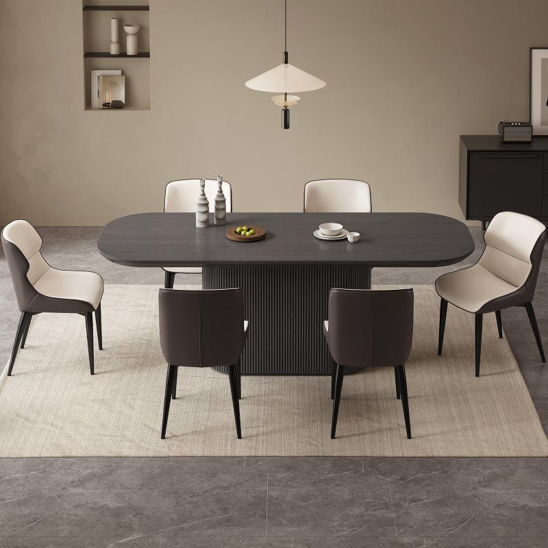 Guyii 63"-87" Black Oval Dining Table Set, Modern Kitchen Table with 4-8 Chairs