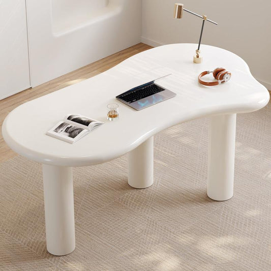 Guyii Modern Cream White Irregular Dining Table 62" with 3 Legs for Kitchen