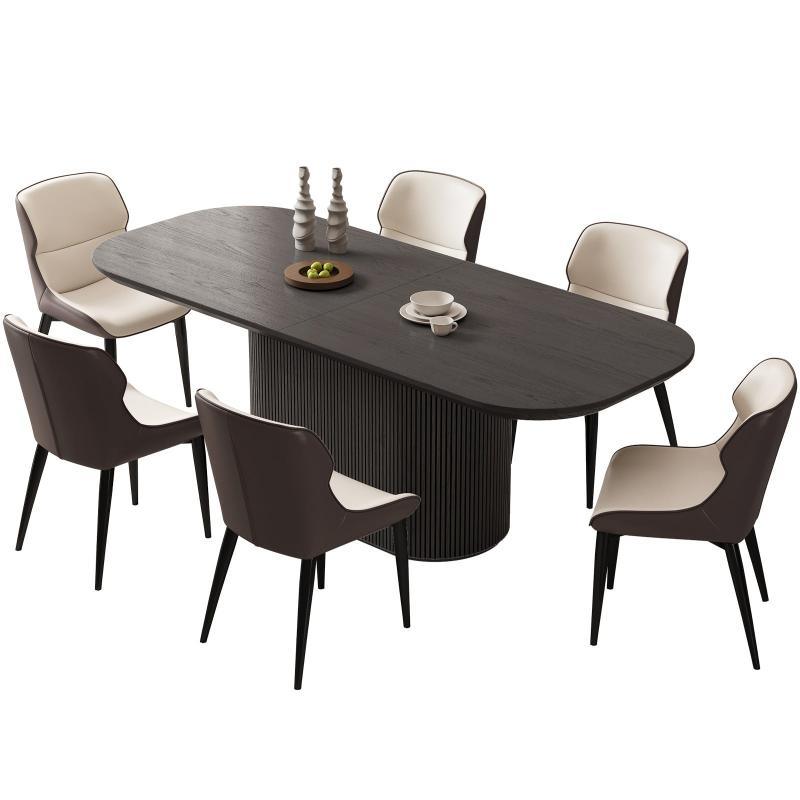 Guyii 63"-87" Black Oval Dining Table Set, Modern Kitchen Table with 4-8 Chairs