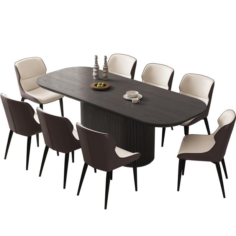 Guyii 63"-87" Black Oval Dining Table Set, Modern Kitchen Table with 4-8 Chairs