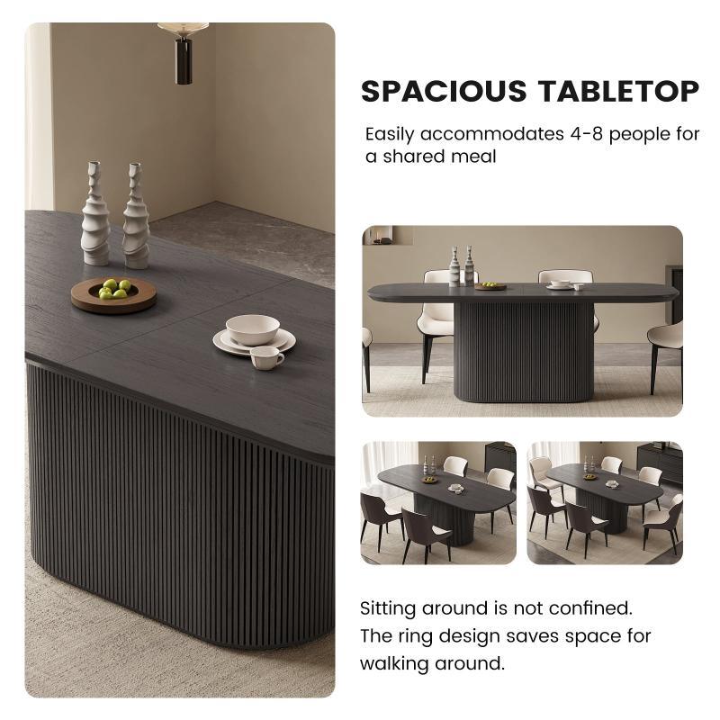 Guyii 63"-87" Black Oval Dining Table Set, Modern Kitchen Table with 4-8 Chairs