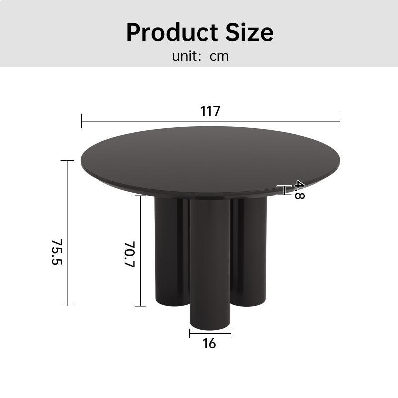 Guyii 30"-46" Black Round Dining Table, Modern White Kitchen Table for 4-6 People