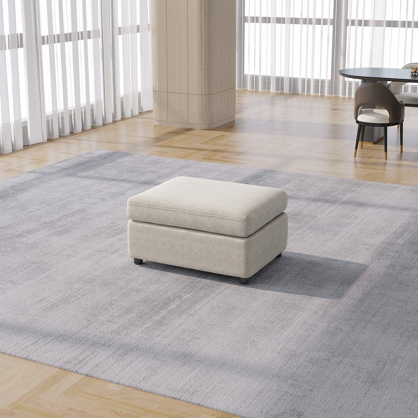 Guyii Sofa Ottoman, Storage Footrest for Sectional Sofa, Rectangular Couch Ottoman