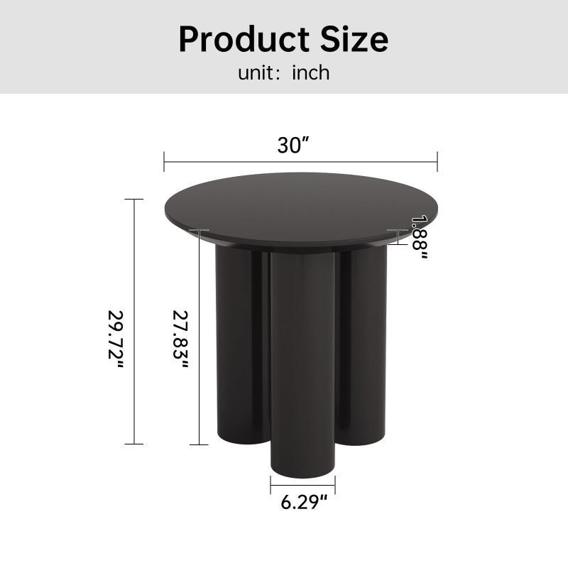 Guyii 30"-46" Black Round Dining Table, Modern White Kitchen Table for 4-6 People