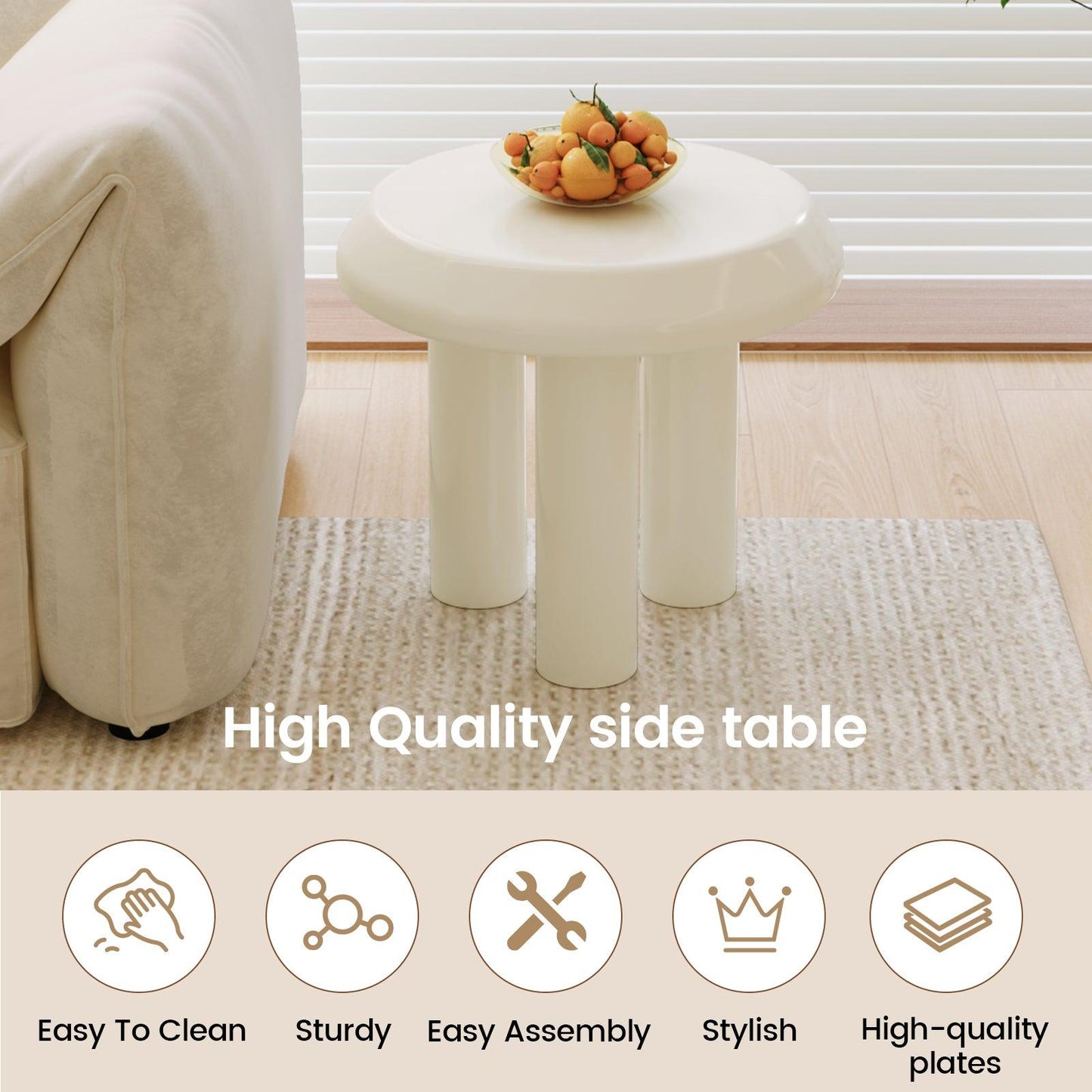 Guyii Modern Round Side Table, Stylish End Table for Living Room or Bedroom