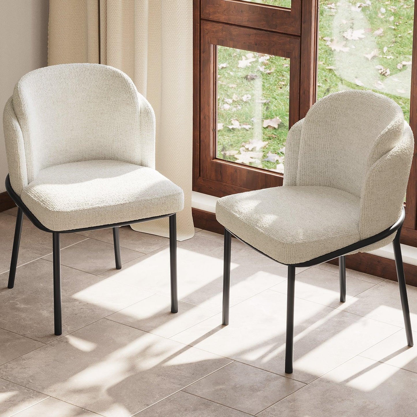 Guyii Dining Chairs Set of 2-6, Modern Fabric Dinner Chairs, Dining Room Kitchen Chairs with Metal Legs
