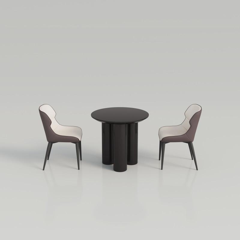 Guyii 30"-46" Black Round Dining Table, Modern White Kitchen Table for 4-6 People