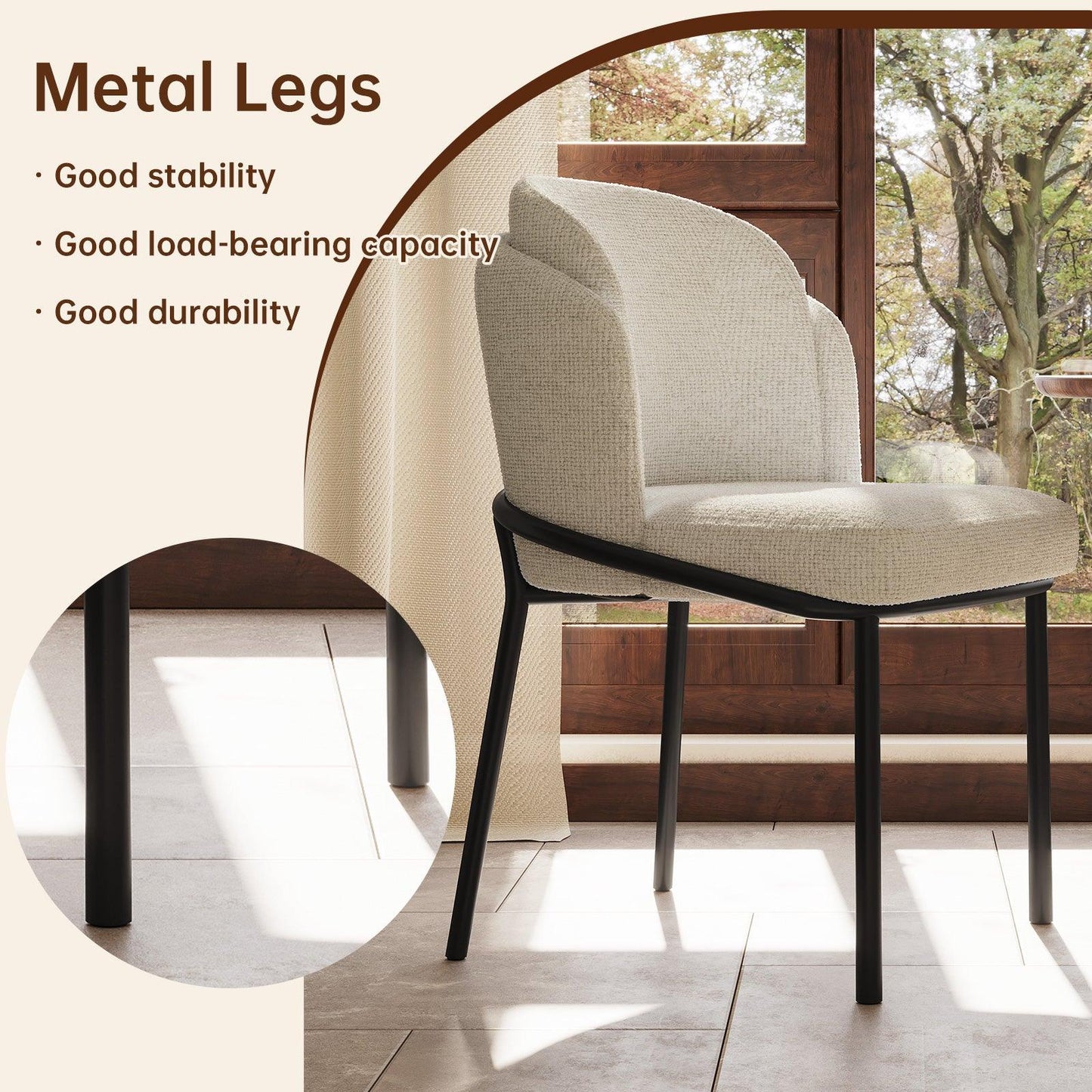 Guyii Dining Chairs Set of 2-6, Modern Fabric Dinner Chairs, Dining Room Kitchen Chairs with Metal Legs
