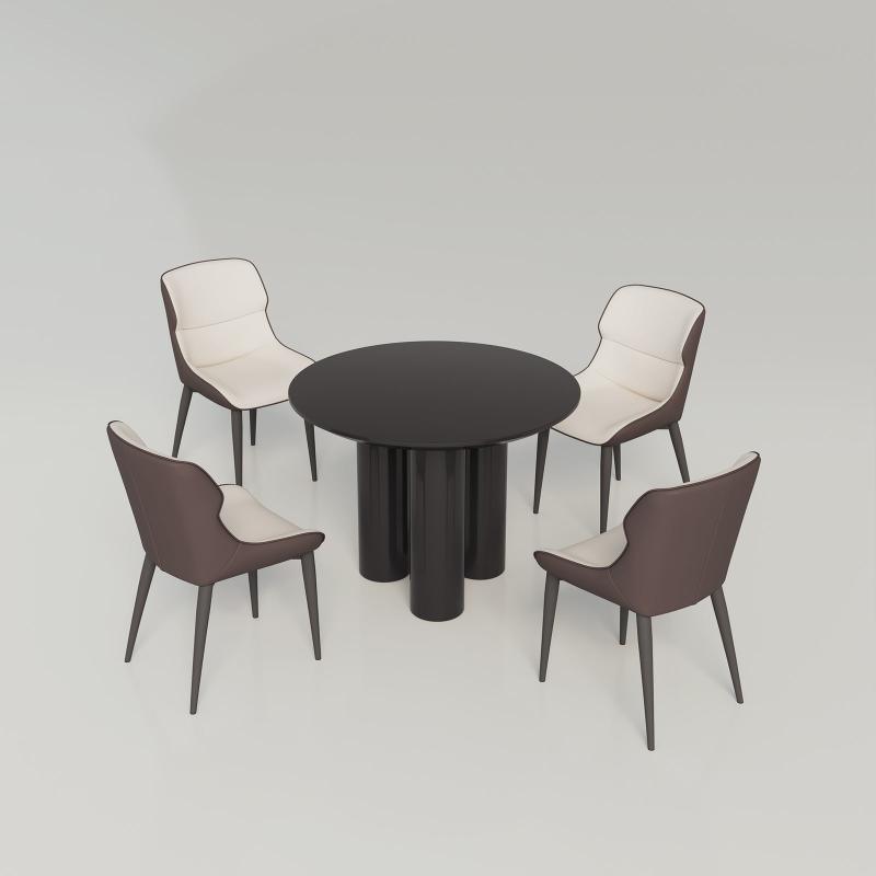 Guyii 30"-46" Black Round Dining Table, Modern White Kitchen Table for 4-6 People