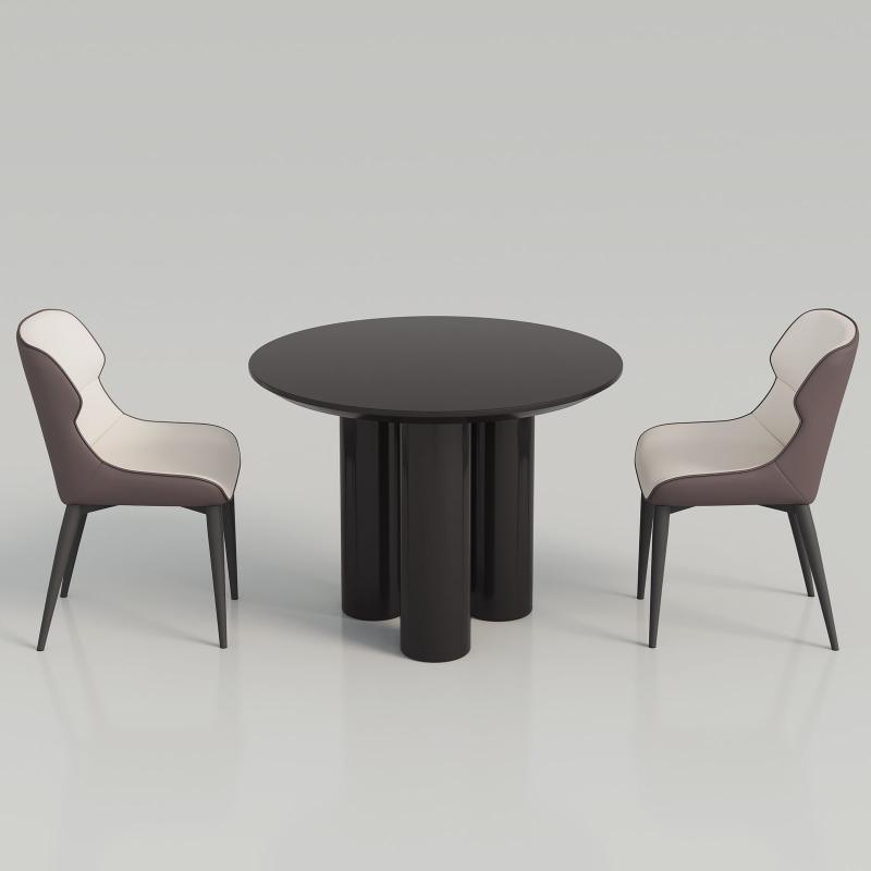 Guyii 30"-46" Black Round Dining Table, Modern White Kitchen Table for 4-6 People