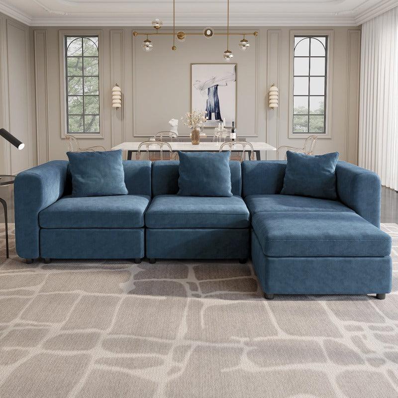 Guyii Velvet Sectional Sofa, Modern Oversized 4-9 Seater with Pillows and Storage Footstool