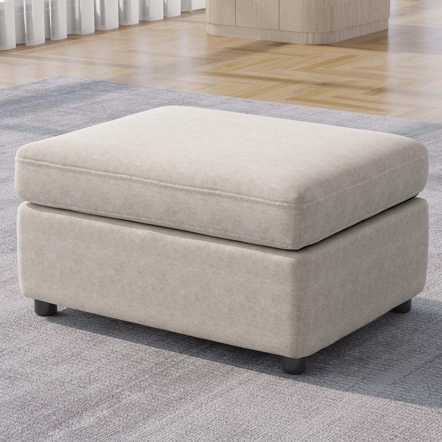 Guyii Sofa Ottoman, Storage Footrest for Sectional Sofa, Rectangular Couch Ottoman