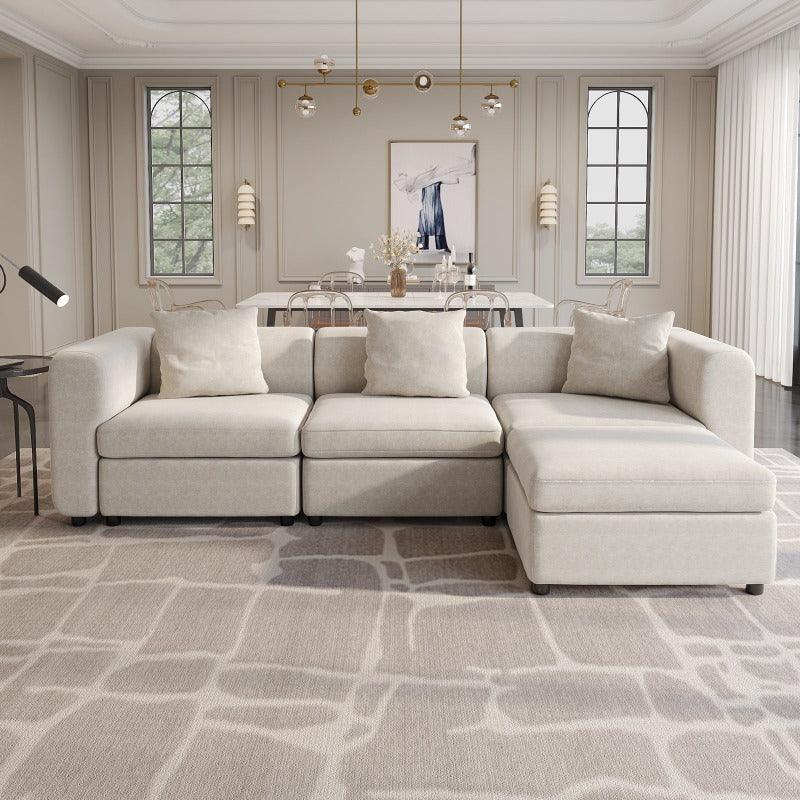 Guyii Velvet Sectional Sofa, Modern Oversized 4-9 Seater with Pillows and Storage Footstool
