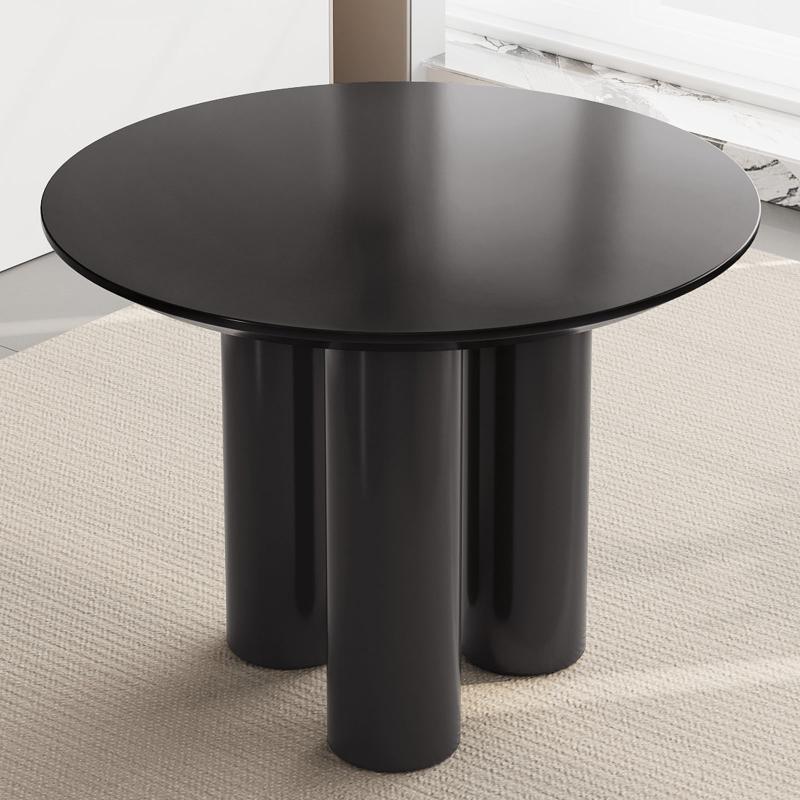 Guyii 30"-46" Black Round Dining Table, Modern White Kitchen Table for 4-6 People