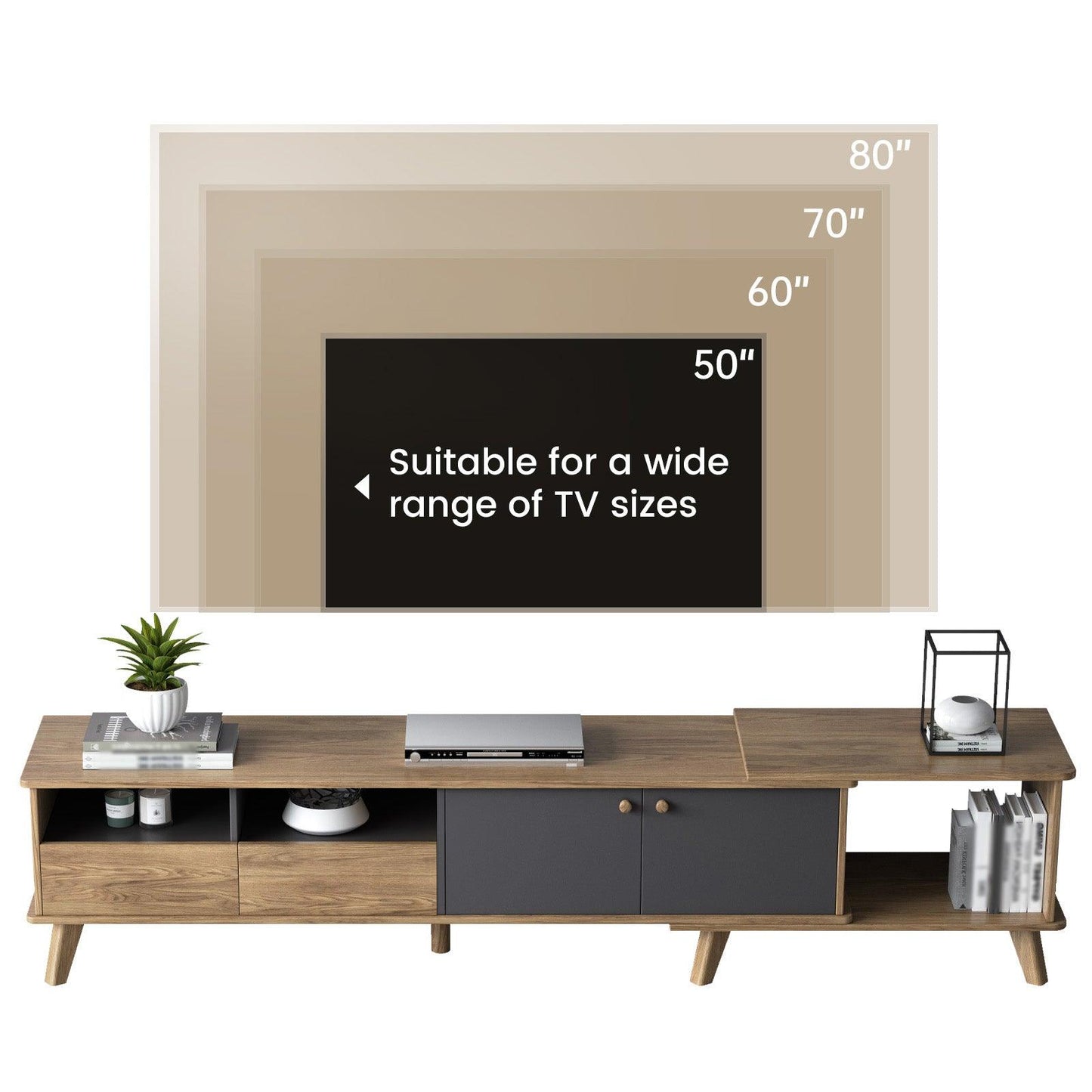 Guyii Extendable TV Stand – Modern TV Console with Adjustable Length for Living Room and Entertainment Areas