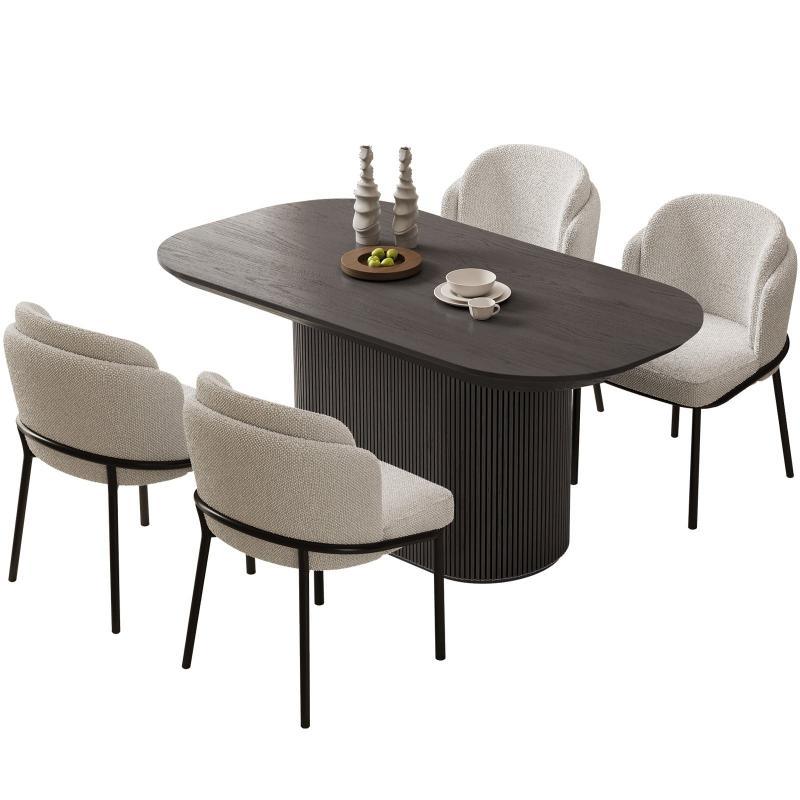 Guyii 63"-87" Black Oval Dining Table Set, Modern Kitchen Table with 4-8 Chairs