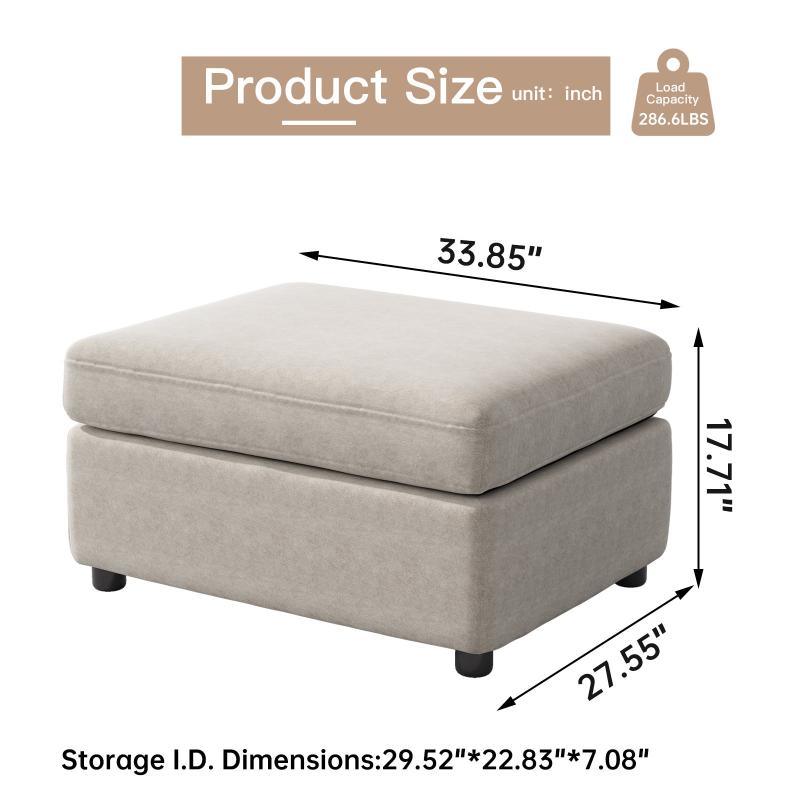 Guyii Velvet Sectional Sofa, Modern Oversized 4-9 Seater with Pillows and Storage Footstool