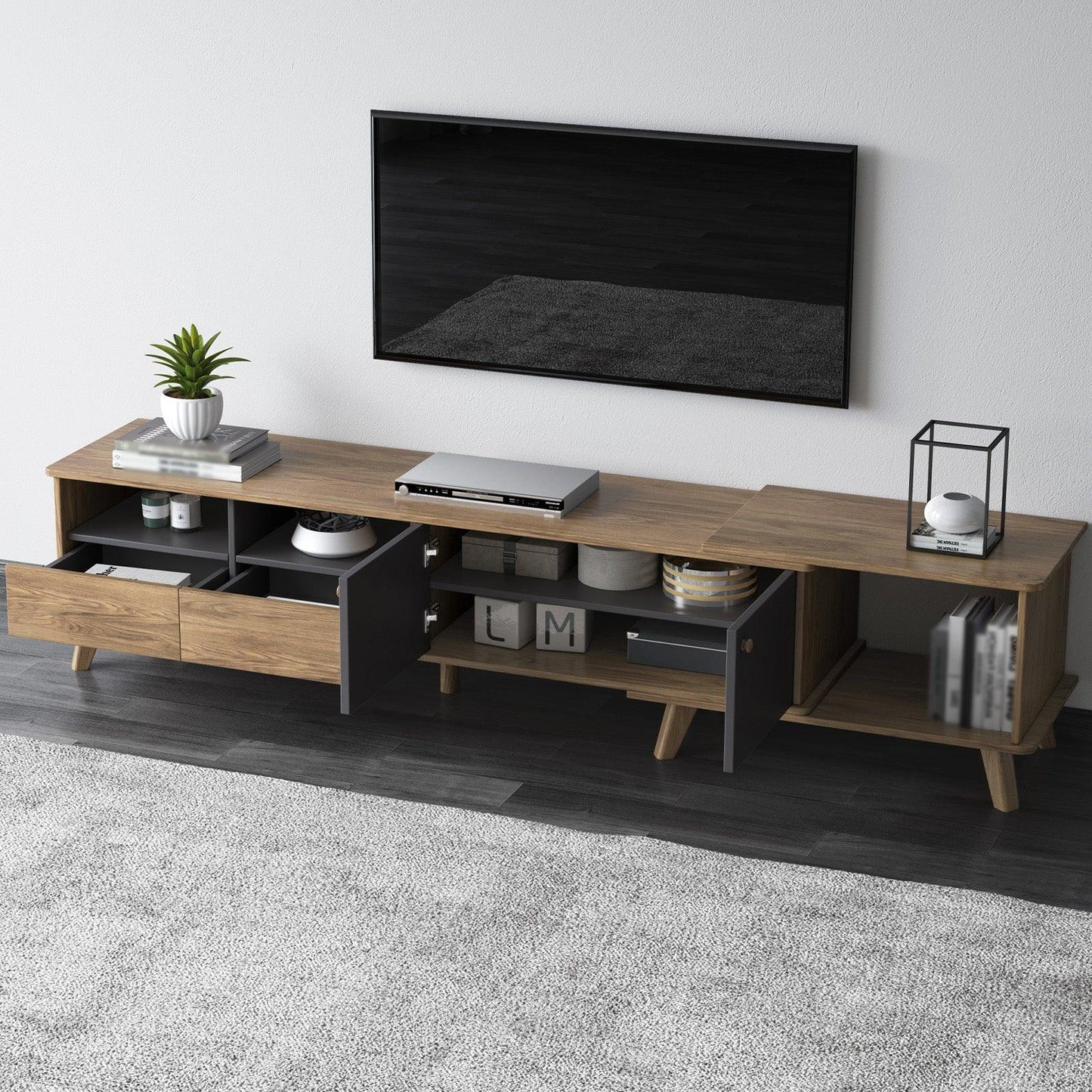 Guyii Extendable TV Stand – Modern TV Console with Adjustable Length for Living Room and Entertainment Areas