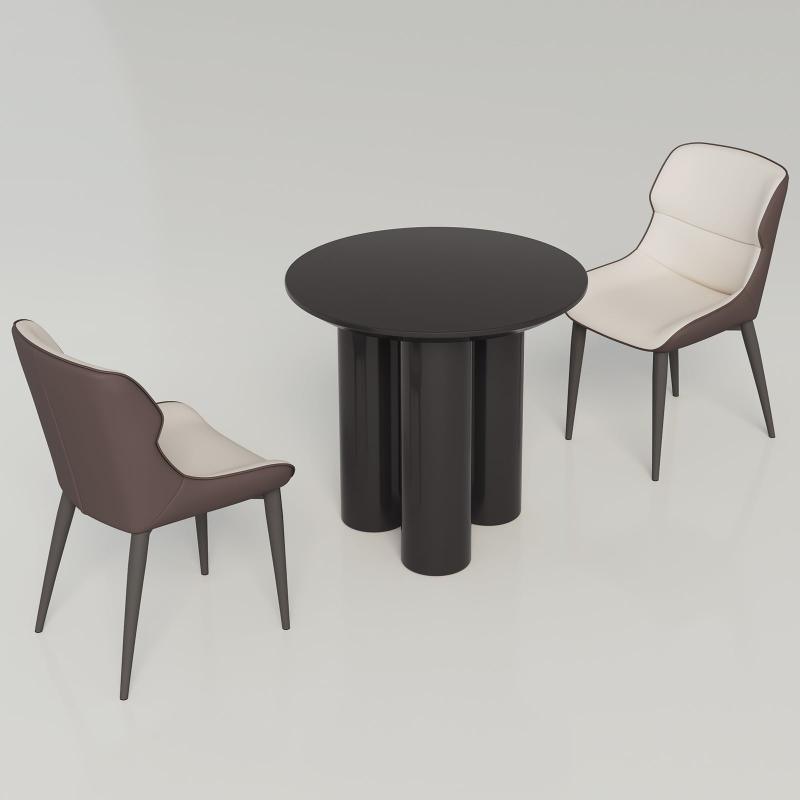Guyii 30"-46" Black Round Dining Table, Modern White Kitchen Table for 4-6 People