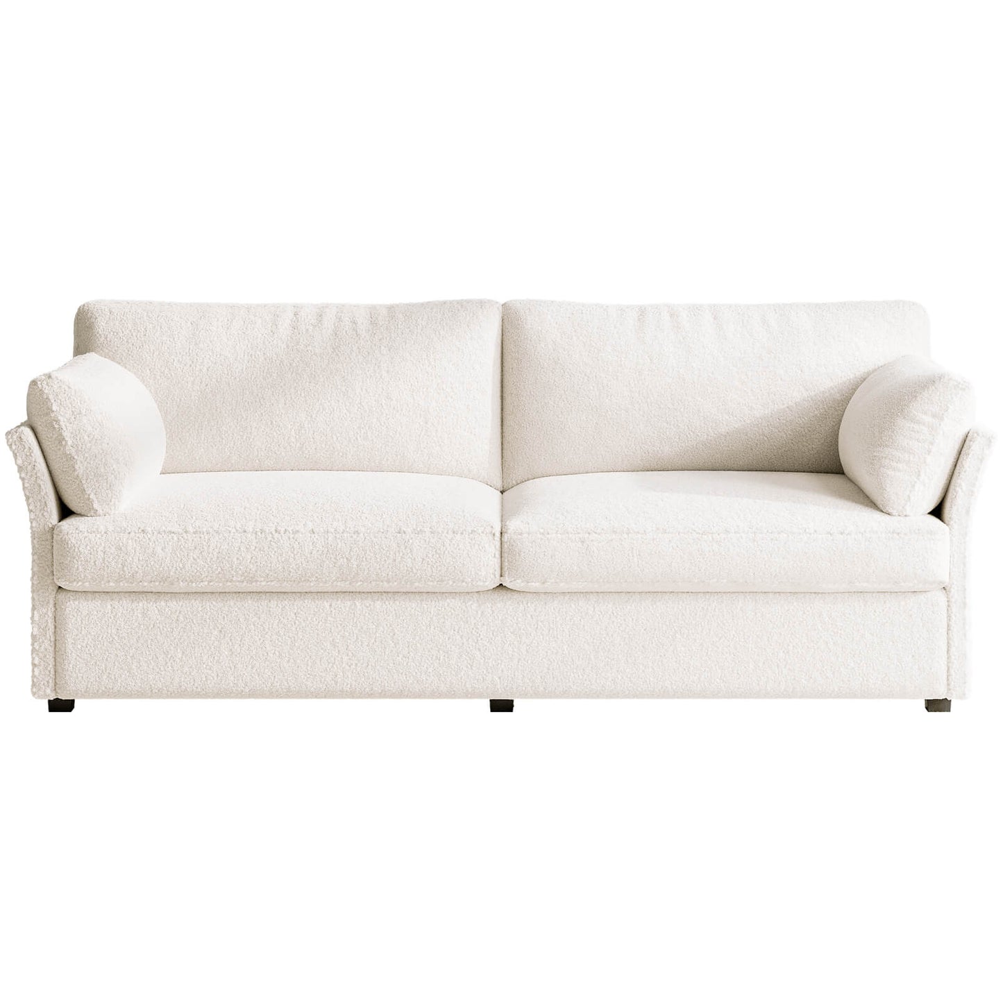 Guyii Beige Loveseat Sofa - Small 2-Seater with 2 Pillows