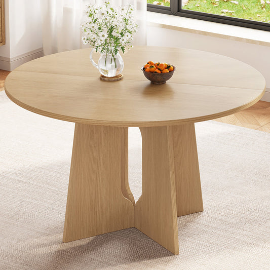 Guyii wood color round dining table for 4 people with X-shaped legs for restaurant breakfast nook