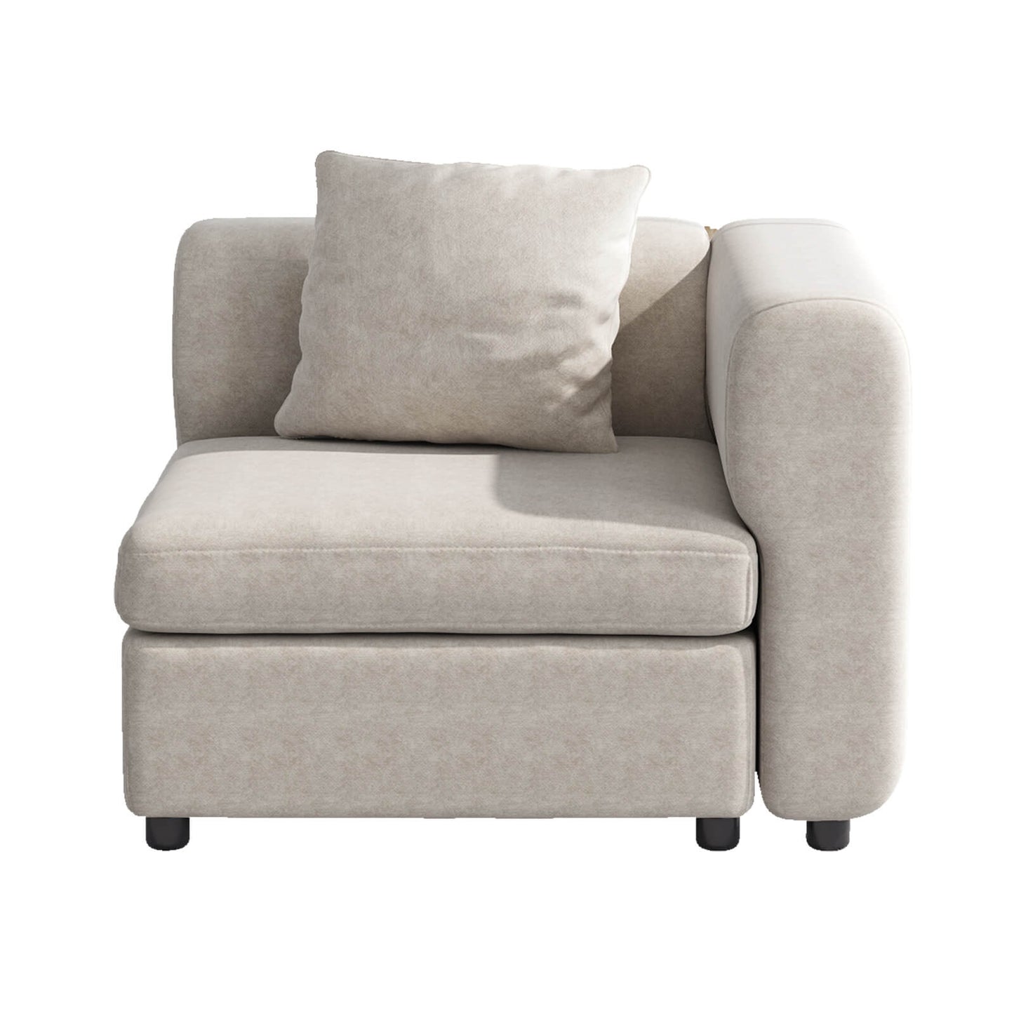Guyii Beige Velvet Sectional Sofa, Modern Oversized 8-Seater Couch with 4 Pillows and 4 Storage Ottomans