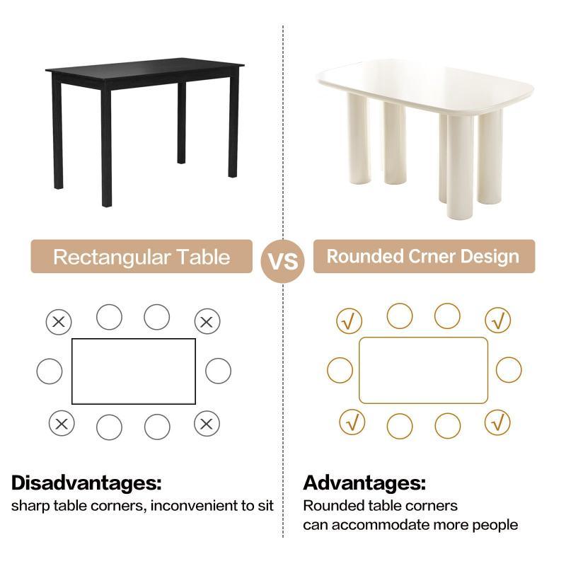 Guyii 55"-70" Rectangular Dining Table, Modern Kitchen Table for Dining Room