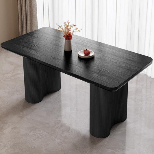 Guyii 62.99" Black Rectangular Dining Table, Modern Kitchen Table
